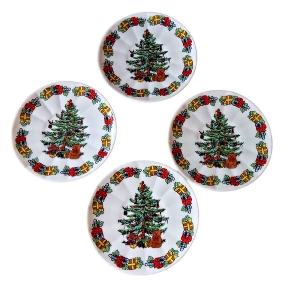 Formalities By Baum Bros Christmas Tree Tea Set & Plates For 4 - Ceramic Holiday - Picture 5 of 13